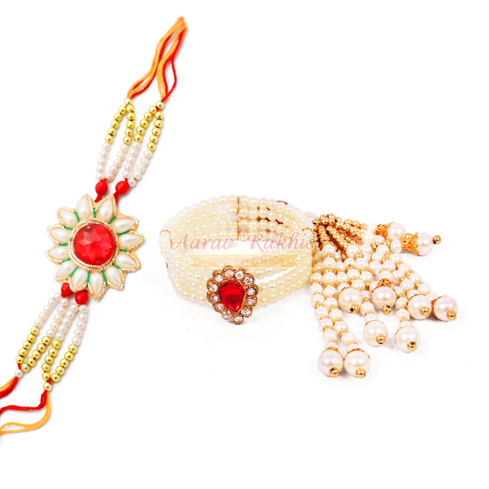 Fancy Pearl Rakhis Set for Bhaiya Bhabhi Buy Online BhaiyaBhabhi Rakhi