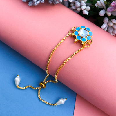 gorgeous flower design chain bracelet Rakhi for Bhabhi, sister | Buy Online  Bracelet Rakhi
