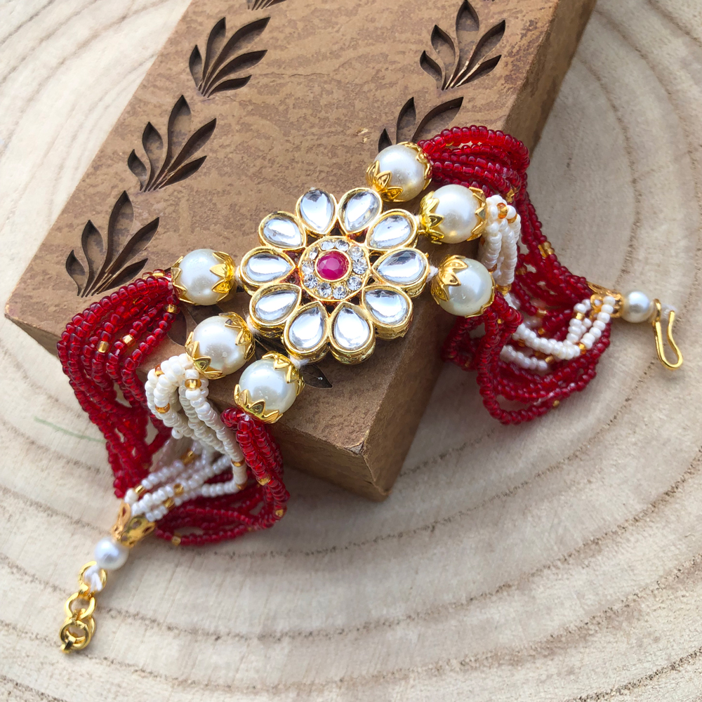 Buy Flower Bracelet Designer Rakhi for Bhabhi - Green