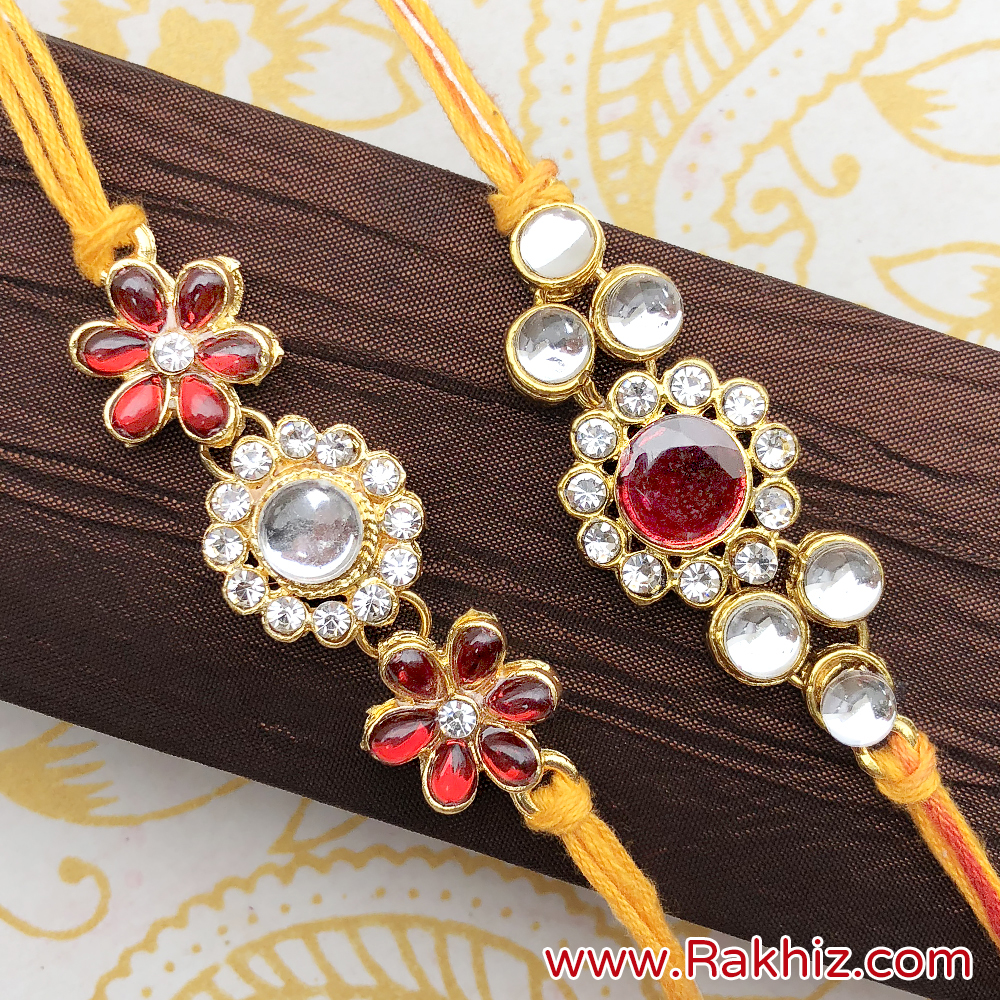 Traditional Kundan Jewel Rakhi Set | Buy Online Rakhi Set of 2