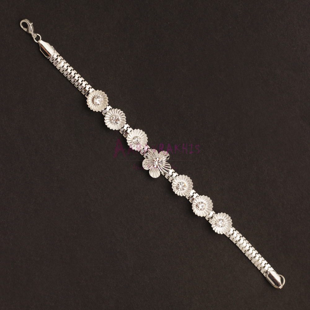 Royal Silver Spiral Diamond Rakhi Bracelet for Brother Buy Online