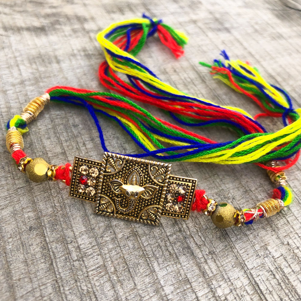 Designer Rakhi Bracelet for Raksha Bandhan with Roli Chawal and Greeting  Card Floral Rakhi,rudraksh Rakhi Bracelet,Online Couple Rakhi : Amazon.in:  Jewellery