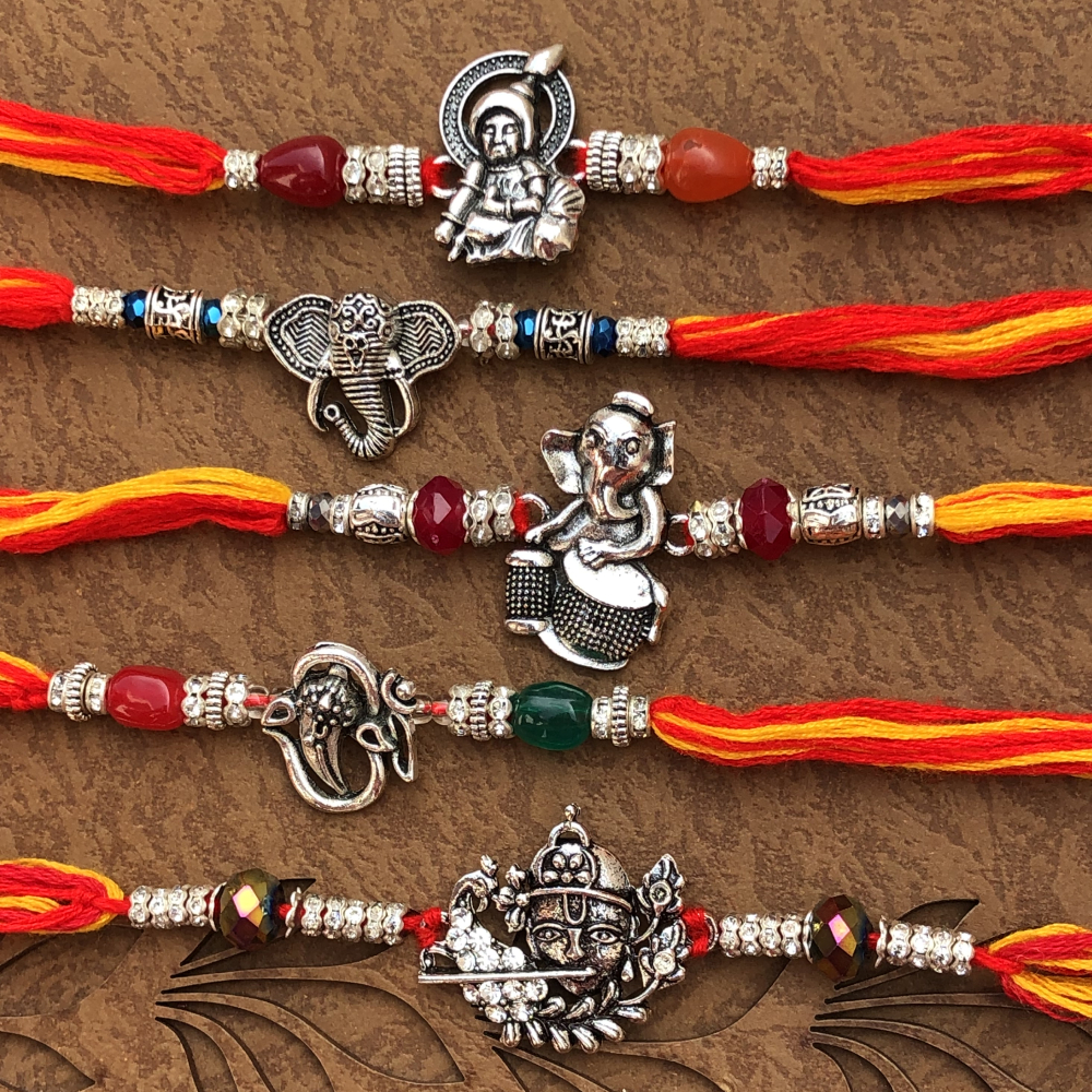 Blessful Gods Silver Rakhi Set of 5 for Raksha Bandhan | Buy ...