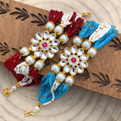 Efulgenz Indian Handmade Pearl Beaded Lumba Rakhi Bracelet Bangle Jewelry  Set for Women Girls Gift for Bhabhi Sister - Walmart.com
